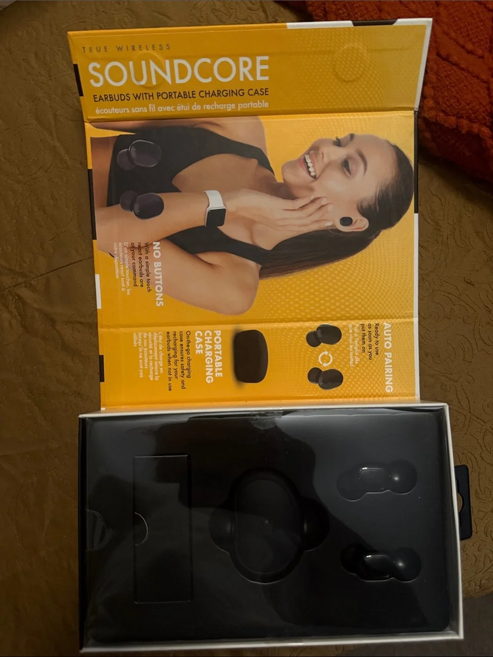 Black Wireless Earbuds with Portable Charging Case